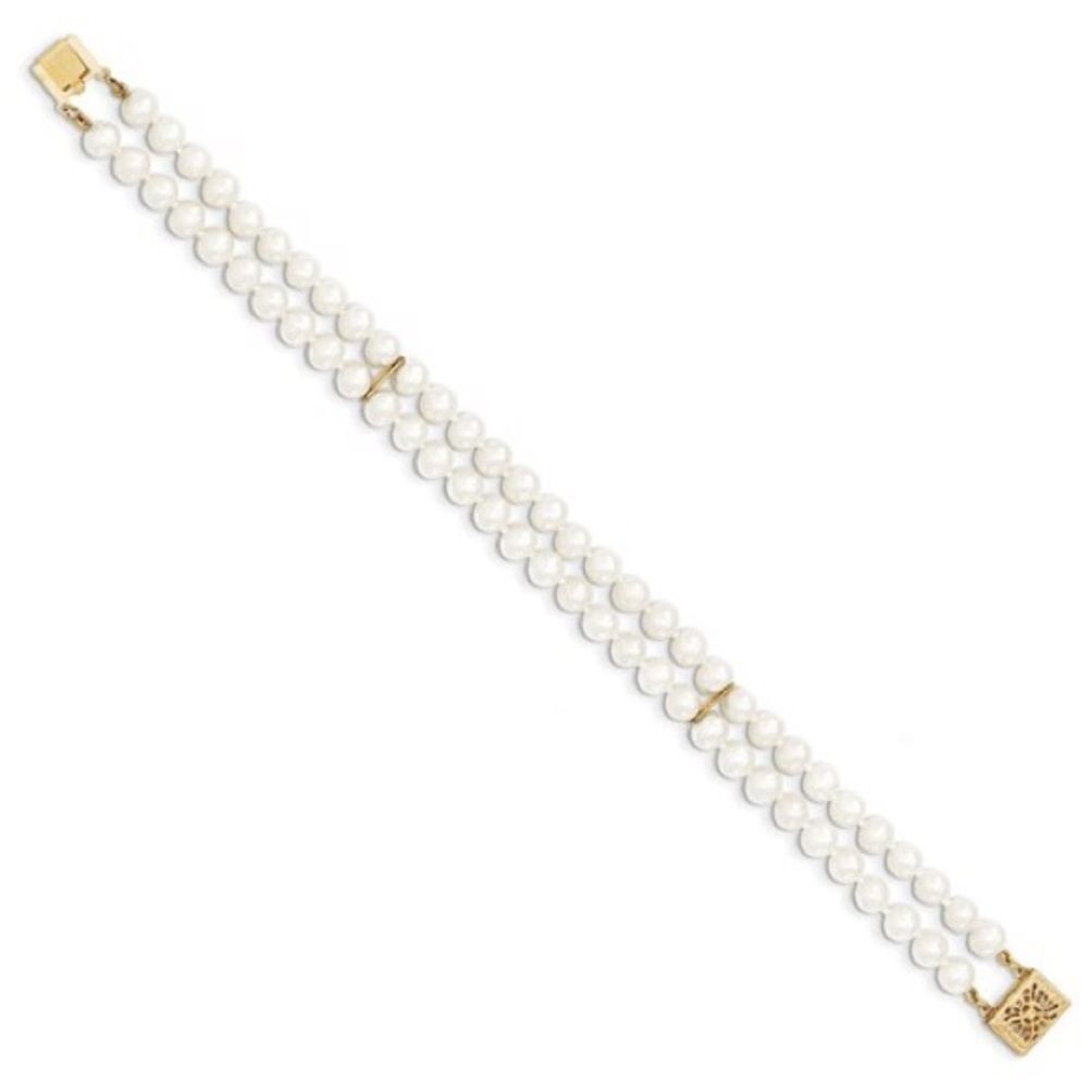 14k gold double pearl strand bracelet